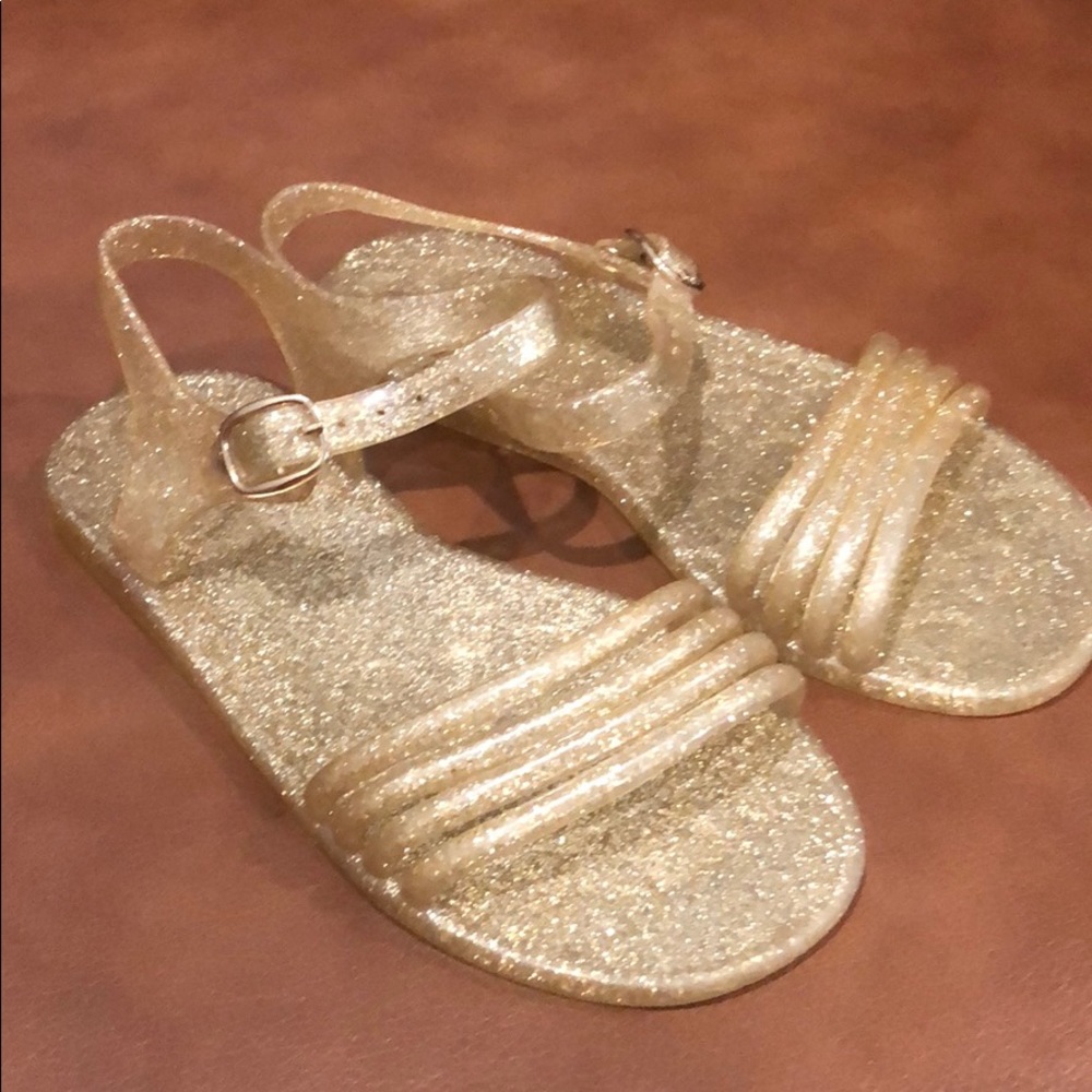 Glitter gold jelly girls sandals